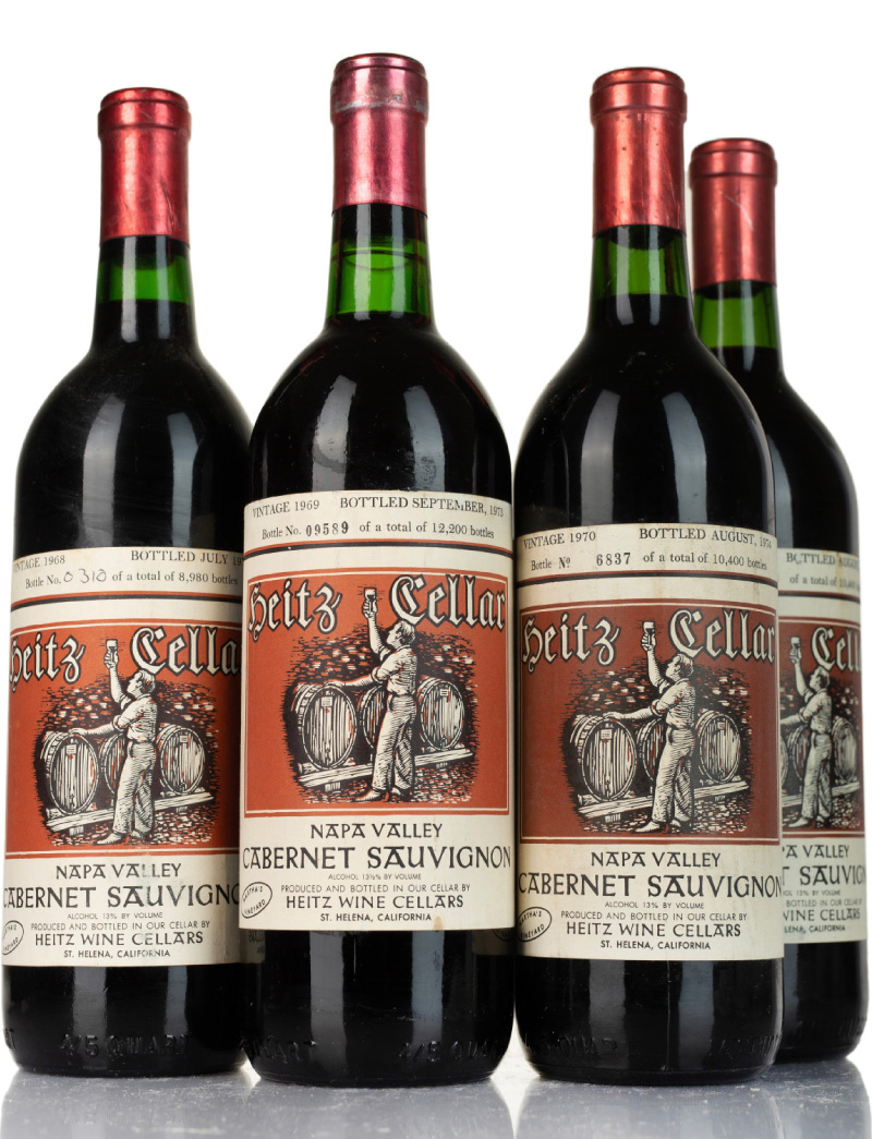 various vintages of Heitz Cellar