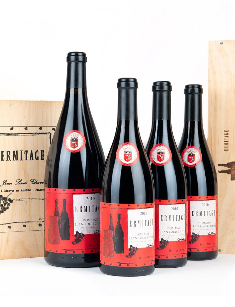 Lot 564, 565: 3 Bottles and 1 Magnum 2010 J.L. Chave Cuvee Cathelin Ermitage in OWC